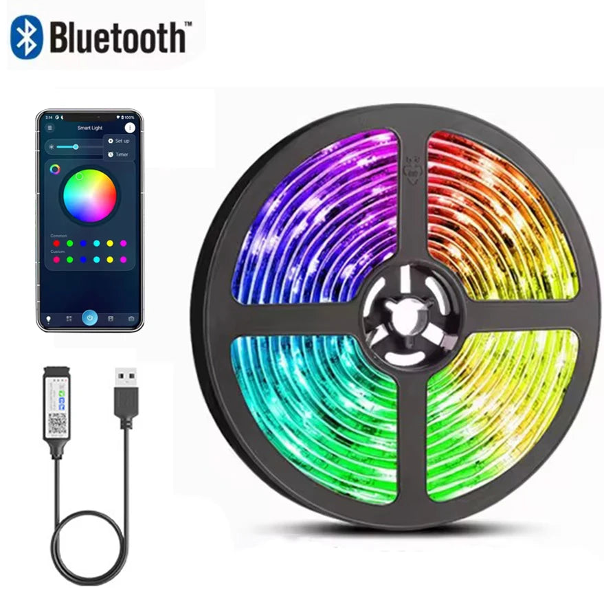 Tasma LED USB 5V do telewizora z sterowaniem przez aplikację, elastyczna taśma RGB5050 30 diod/m, podświetlenie LED telewizora, oświetlenie pokoju i sypialni